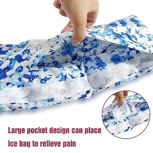 Mastectomy Pillow,Post Heart Surgery Seatbelt Pillow,hysterectomy recovery,c section Recovery,Insert Icebags Pockets chemo port pillow,Pacemaker Seatbelt Protection,Great Breast Cancer Gifts for Women Blue&white