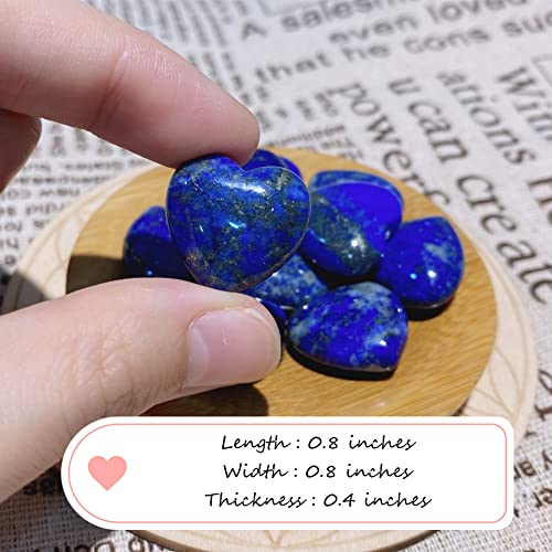 QINJIEJIE 10 PCS Lapis Lazuli Natural Heart Crystals Set Thicken Heart 10pcs