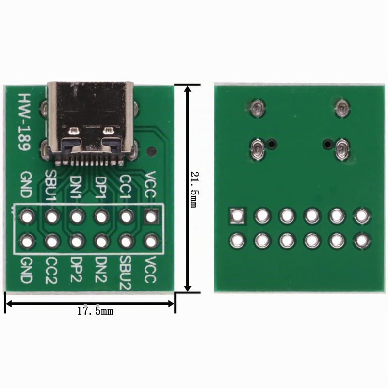 DollaTek 10pcs USB Type-C to DIP PCB Connector Bulletin Board Test Board Solder Socket Dip Pin Header Adapter Module