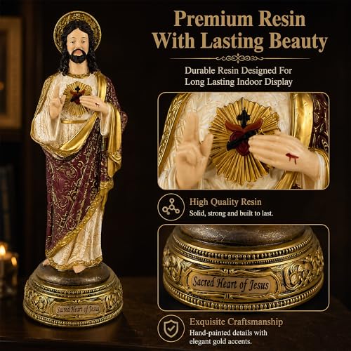 Sacred Heart of Jesus Statue, 8" H Jesus Christ Catholic Figures