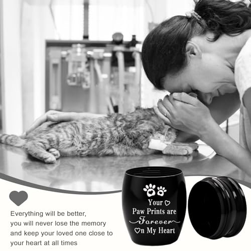 Pet Urns for Dogs Ashes, Memorial Urns Small Urn for Pet Ashes, Mini Cremation Keepsake Urn for Dog Cat to Remember Your Love (Black, Small) Black