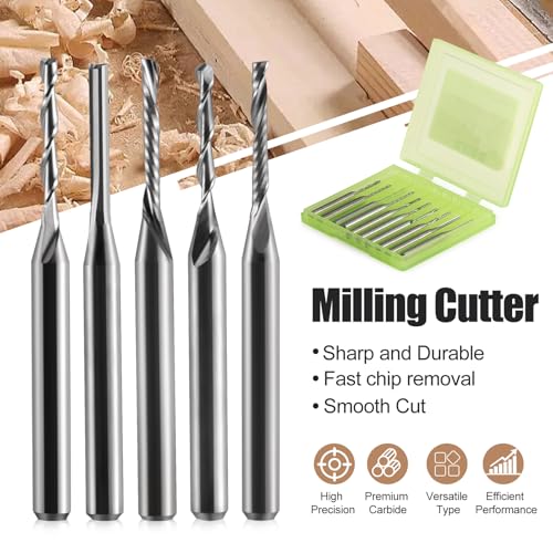 Trvoxviq straight CNC router bit with 1/8-inch shank and carbide cutting tip for wood, PVC, MDF, and hardwood