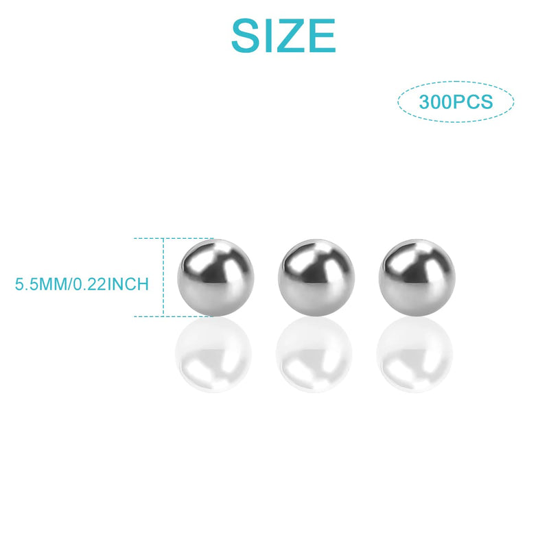 [Australia - AusPower] - 300 Pcs Paint Mixing Balls, 5.5mm/0.22 Inch 304 Stainless Steel Balls, Nail Polish Mixing Agitator Balls, Stainless Steel Precision Steel Balls for Mixing Model Paints 