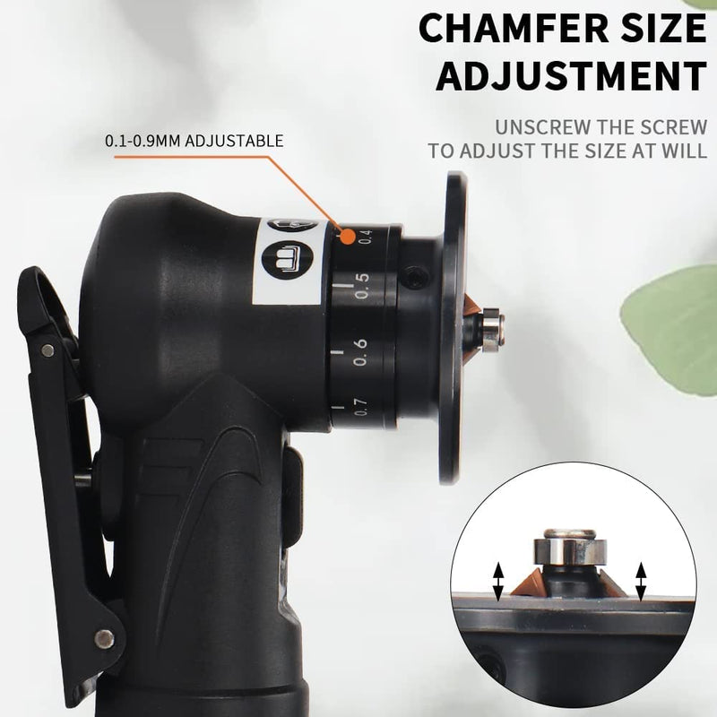 [Australia - AusPower] - Mini Pneumatic Chamfering Machine, Portable Handheld Air Chamfer Tool for Chamfering Metal 45 degree Arc Corner Beveling Trimming Deburring Machine Air Chamfering Tool Kit (Black) 