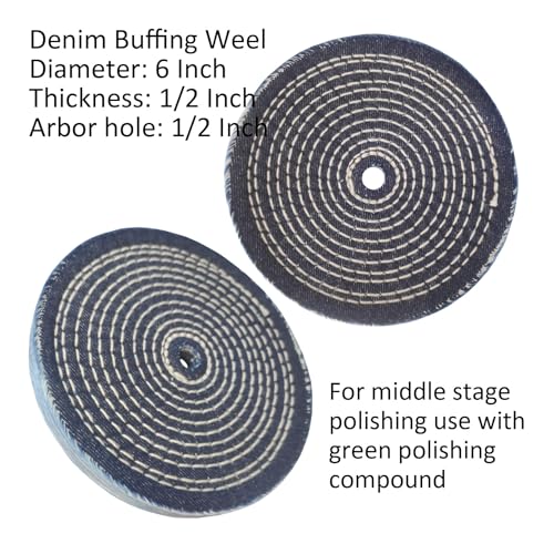 DazzyD 6-inch stainless steel buffing wheel kit with sisal, denim, cotton wheels and polishing compounds