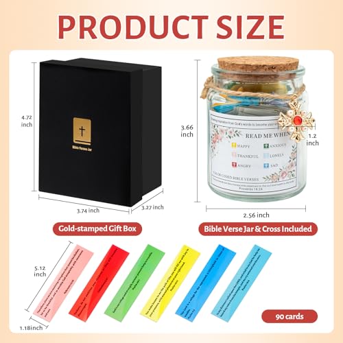 Bible Verse Jar, Yelsky Christian Faith Gift, Religious Prayer Card Gifts for Women, Prayer Jar With a Gift Box as Holiday Present for Parents, Women, Sisters and Family (with Ruby Accessories) Ruby Bible Jar