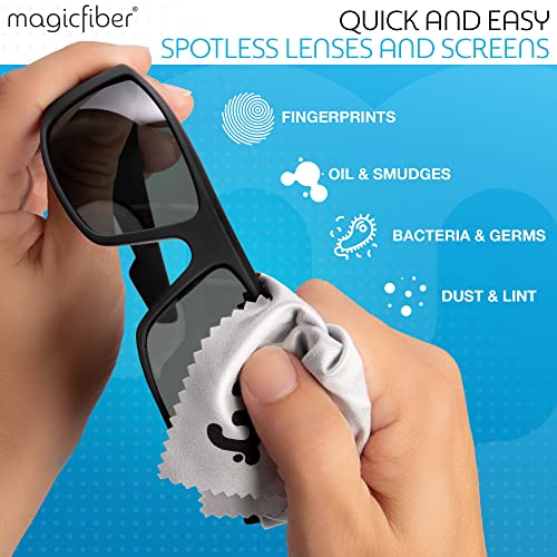MagicFiber 18 PK - 12 Household Microfiber Cleaning Cloths + 6 Glasses Microfiber Cleaning Cloths - Premium Kitchen Towels and Glasses Wipes