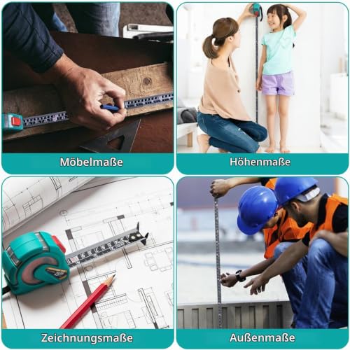 Tape Measure 5 m Self-Locking Shockproof Tape Measure with Metric & Inch Scale, Accuracy Class II, 25 mm Wide, Robust Measuring Tape & Ruler for DIY and Carpenters (25 mm, 5 m / 16.5 ft) 5m/16.5ft