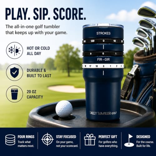 Tally Tumbler Golf 20oz Stainless Steel Golf Scorekeeping Tumbler (Bogey Blue) Bogey Blue