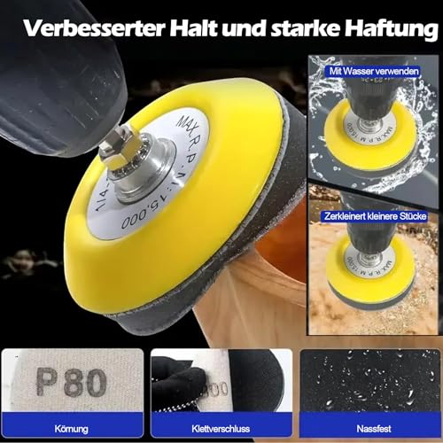 Pack of 200 50 mm Sanding Discs Set, Headlight Sandpaper Treatment Set, Wet Dry Sanding Pads and Polishing Pad with 60-10,000 Grit for Cordless Screwdriver, Dremel Accessories, Metal, Wood, Glass (A) | 200 Stück Nass Trockene Schleifpads und Polierpad ...