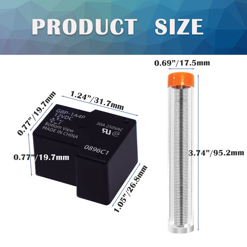[Australia - AusPower] - G8P-1A4P-12VDC 30A 250VAC Fully-Sealed PCB Dryer Relay with 10g Solder Wire Tool Combination for Replacement on The Circuit Board PC Board or Panel-Mounted HE004 