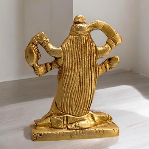 Brass Mahakali on Shiva Idol 2.5 in (150g) – Hindu Goddess Kali Statue, Handcrafted Brass Deity Figurine for Home Temple, Puja & Meditation Decor | Vastu-Inspired Spiritual Showpiece & Devotional Gift