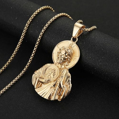 AsAlways Saint Jude Necklace for Men, with 22"+2" Rolo Chain Saint Jude-1