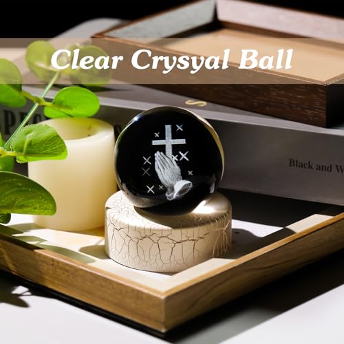 Arikyrist 3D Cross with Praying Hands 2.36in. Crystal Ball Religious Gifts Cross in Hand