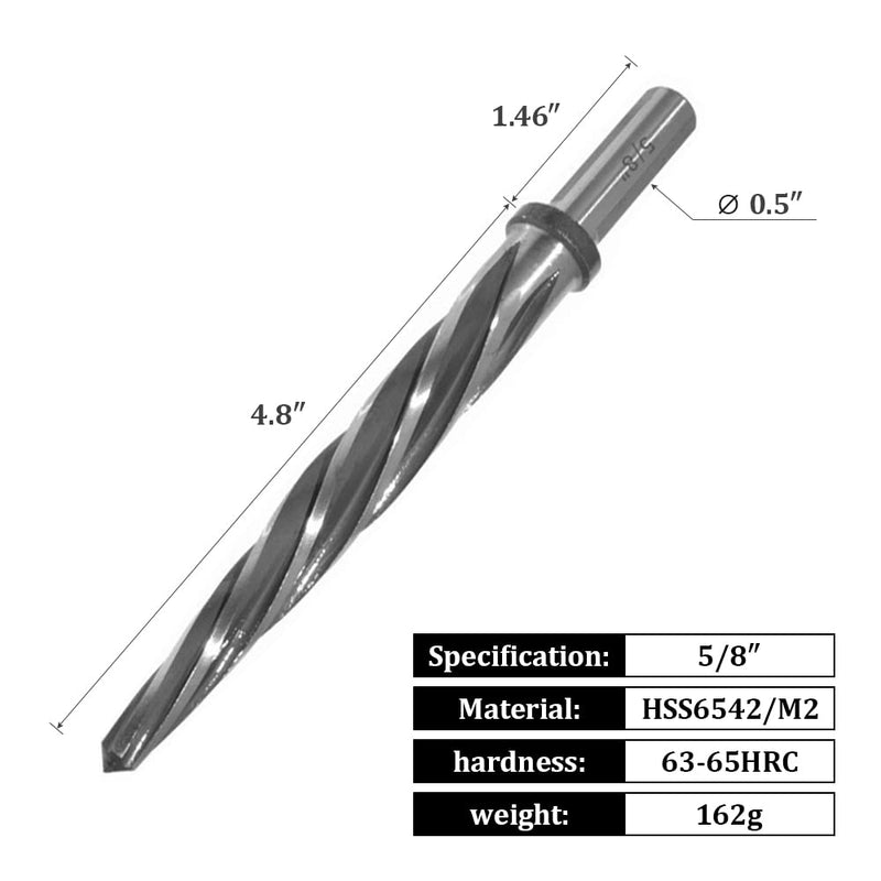 [Australia - AusPower] - YUEWO 5/8" Bridge Construction Reamer Drill Reamer Tool Set for Metal, M2 HSS Car Reamer Tapered Alignment Reamer Drill Bit Chucking Steel Reamers Spiral Flute with Shank Chuck 5/8" 