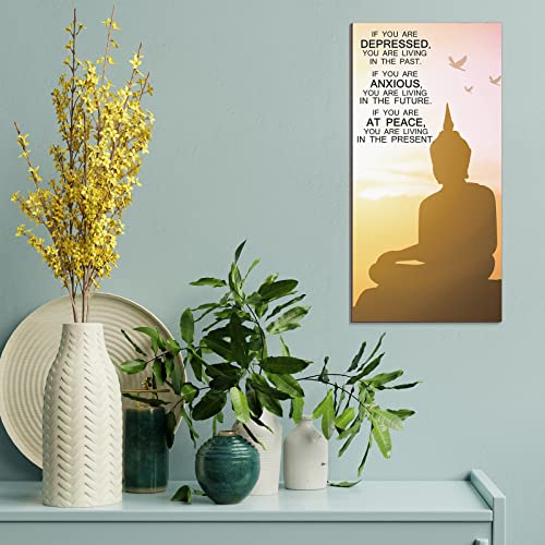 Blulu 2 Pcs Buddha Wall Art Spiritual Quote Wooden Signs, at Peace