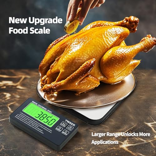 Food Scale, 33lb Split-Designed Digital Kitchen Scale Grams and Ounces with Remote LCD Display, 7 Units & Tare Function for Baking/Cooking/Dieting/Meal Prep Silver&Black