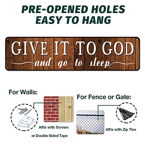 Give It to God Rustic Christian Metal Wall Decor 4x16 Inch Give It To God And Go To Sleep