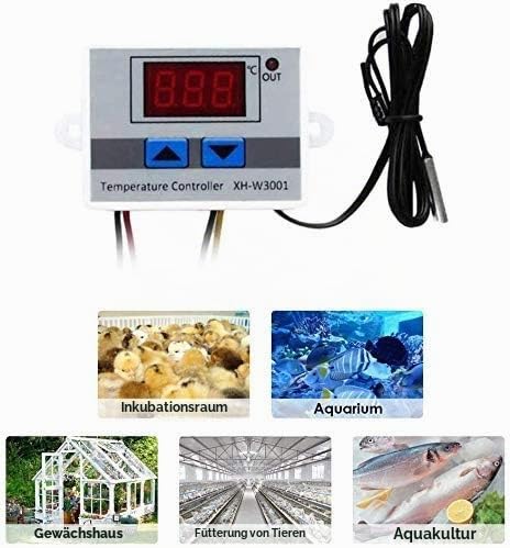 ARCELI Digital LED Temperature Controller Module, XH-W3001 Thermostat Switch with Waterproof Probe, Programmable Heating Cooling Thermostat (12V)