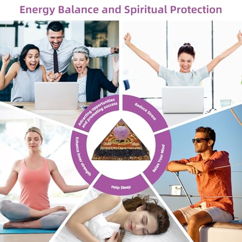 Hopeseed Orgone Crystal Pyramid Orgonite Amethyst&Blue Sandstone Stones Healing Crystals Pyramid for Positive Energ Reduce Stress Chakra Meditation Attracts Lucky and Success Spiritual Gifts
