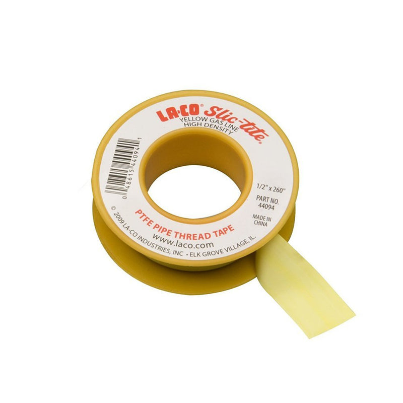 [Australia - AusPower] - LA-CO 44094 Slic-Tite PTFE Gas Line Pipe Thread Tape, Premium Grade, [260" Length, 1/2" Wide], Yellow 260 Inch (Pack of 1) 