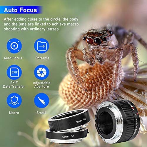 Viltrox Metal Mount Auto Focus AF Macro Extension Tube Ring Set 12mm,20mm,36mm for Canon EF EF-S Lens DSLR Camera 760D 700D 80D 70D 5DII 5DIII 1300D