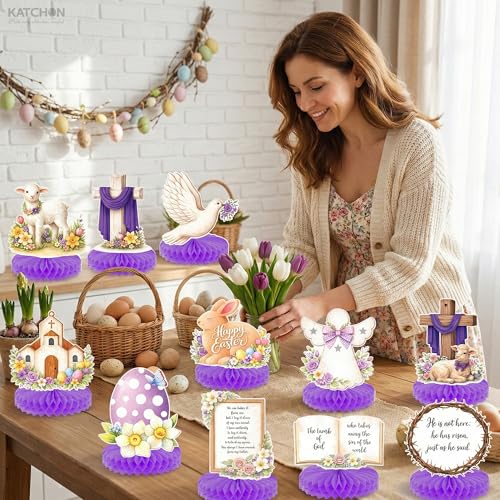 KatchOn Easter Centerpieces for Tables, Pack of 12 Purple