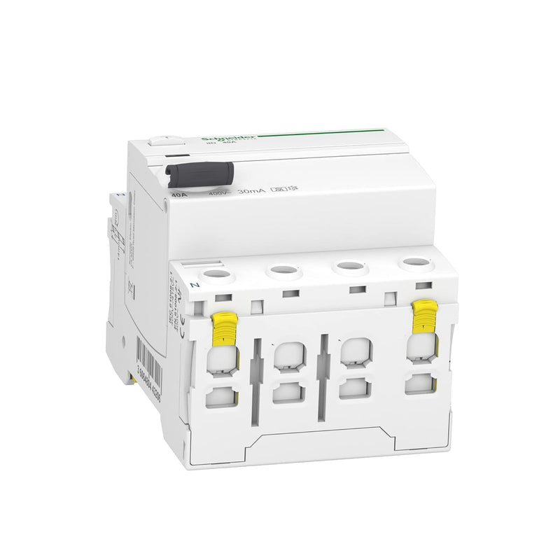Schneider A9Z21440 Residual Current Circuit Breaker IID, 4P, 40 A 30 mA Type A | 40 A, 30 mA, type A, ground fault protection time undelayed 40 Amps