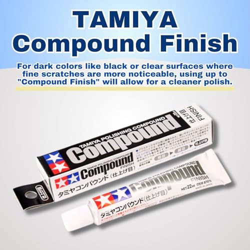 Tamiya polishing paste fine and finishing compounds with two-color compound applicator cloths, 10-sheet set