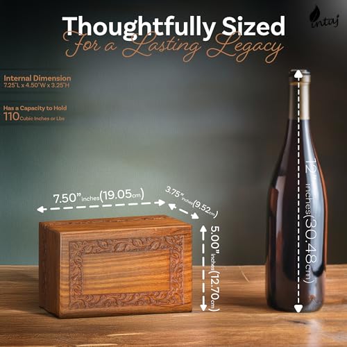 Rosewood Cremation Urn for Human Ashes, Carved Border, Medium 110 lb Carved Border Rosewood Medium (110 lb)