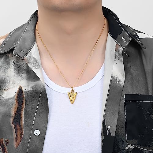 Hearbeingt Arrowhead Urn Necklace for Ashes Cremation Jewelry for Men Style A-Gold
