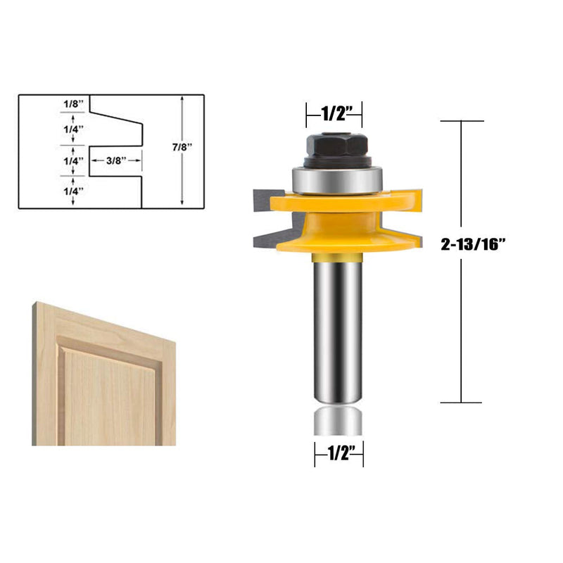 OLETBE Router Bit 1/2-Inch Shank 3PCS, Round Over Raised Panel Cabinet Door Ogee Rail and Stile Router Bits, Woodworking Wood Cutter, Wood Carbide Groove Tongue Milling Tool(Square) SQUARE