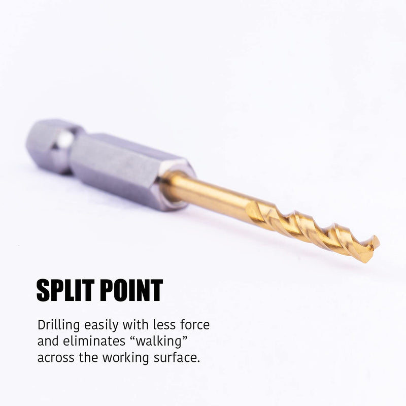 [Australia - AusPower] - 1/8" Hex Shank Drill Bits - 12 PCS HSS Titanium Drill Bits with Quick Change Shank Impact Driver Twist Drill Bit Set 1/8" (12pcs) 
