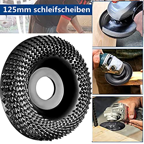 Wood Grinding Disc for Angle Grinder 125 mm Wood Carving Disc, Rasp Disc 125 Wood, Wood Rasp Milling Disc for Shaping and Grinding, Suitable for Wood Carving Disc with Inner Rods of 16 or 22 mm
