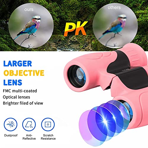 Binoculars for Kids 8x21 High-Resolution for Bird Watching Camping Pink