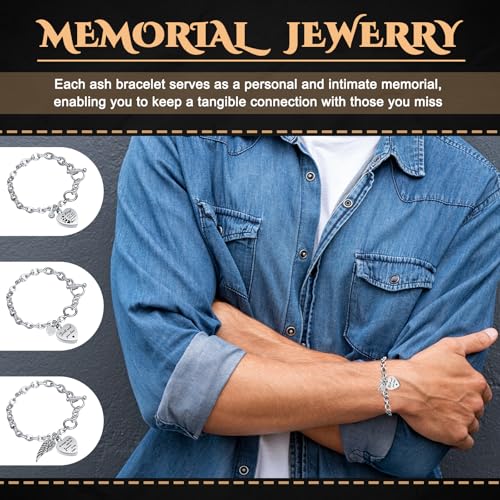 Ecation 3 Pcs Urn Bracelet for Ashes Cremation Ashes Bracelet White