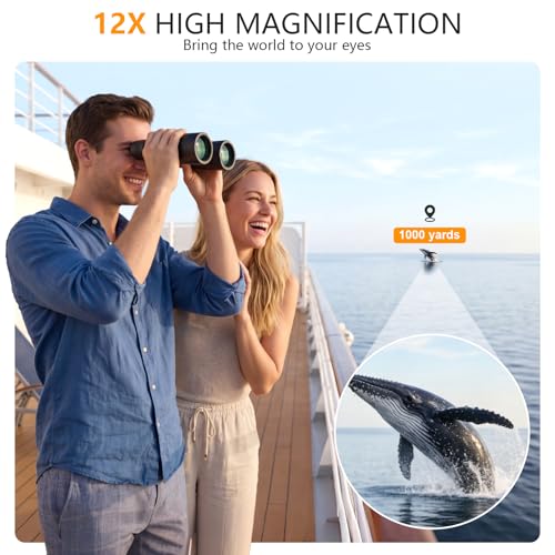 12x50 Binoculars for Adults Cruise Ship Travel Outdoor High Powerd Gift Standard Edition-Black