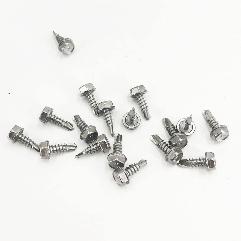 [Australia - AusPower] - 120PCS #8 x 1/2'' Sheet Metal Screws 410 Stainless Steel Hex Washer Head Fast Self Tapping Screws with Screwdriver Bit Silver #8 x 1/2'' 