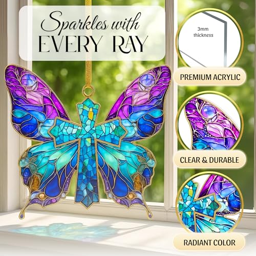 Butterfly Religious Ornament – Beautiful Butterfly Hanging Decoration, Christian Christmas Ornament, Religious Gift, Handmade Keepsake 2025, Gift for Nature Lovers, Women, Spiritual Decor 04 - Butterfly