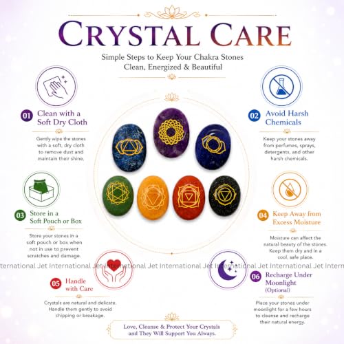 7 Chakra Oval Reiki Set – Natural Healing Crystal Stones for Chakra Balancing, Meditation & Energy Healing – Reiki Charged Gemstone Set for Positive Energy, Spiritual Growth & Home Decor
