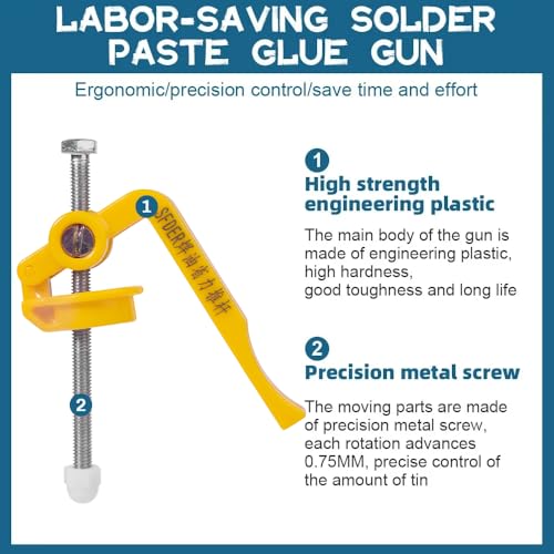 Manual Solder Flux Glue Dispenser,Durable Solder Paste Dispenser with Plunger and 3 Dispensing Needles,10cc Syringe Dispenser for Soldering Paste Welding Repair Tools(Solder Flux Excluded)