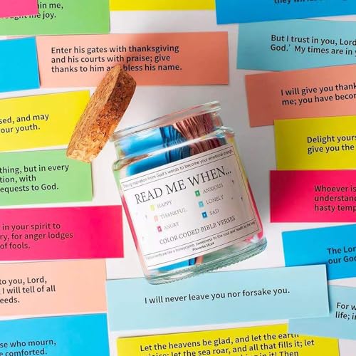 Bible Verse Jar, Read Me When Bible Verses Jar for Emotions and Feelings, Scripture Prayer Cards Hope Jar, Religious Graduation Gift, Bible Accessories, Christian Gifts for Women Men