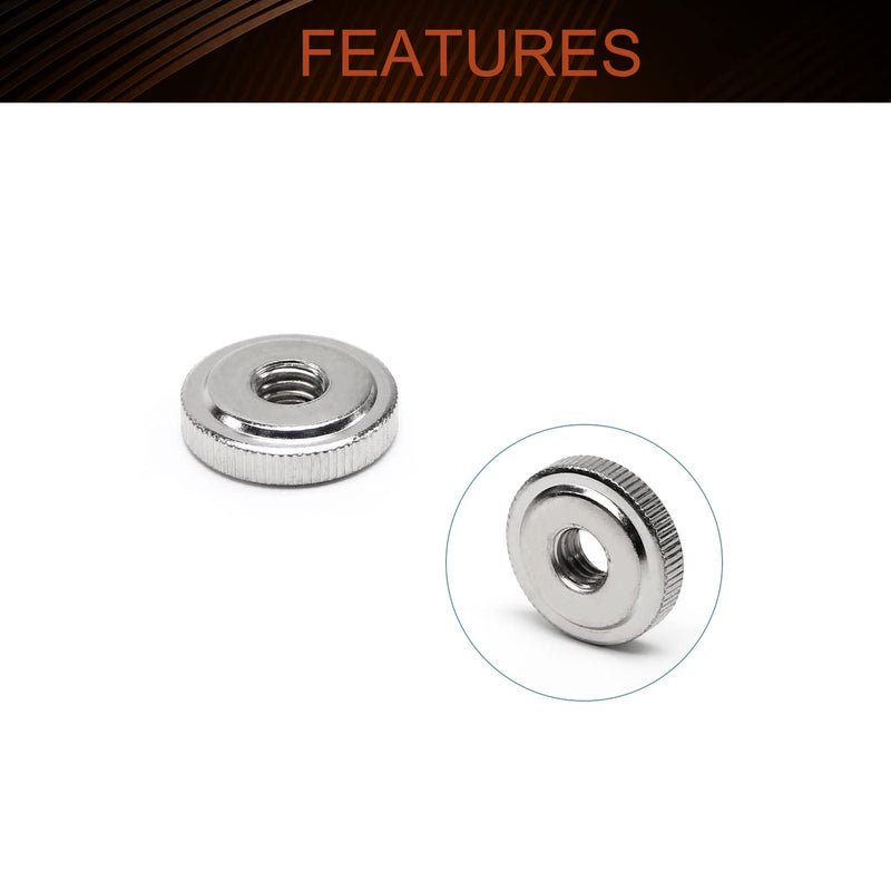 [Australia - AusPower] - MroMax 10Pcs Round Knurled Thumb Nuts M8x1.25mm Conector Lock Adjusting Nuts Through Hole Nut Tightening Nut Female Threaded Thin Type Nickel Plated for 3D Printer Beds, Machine Tools M8 10 