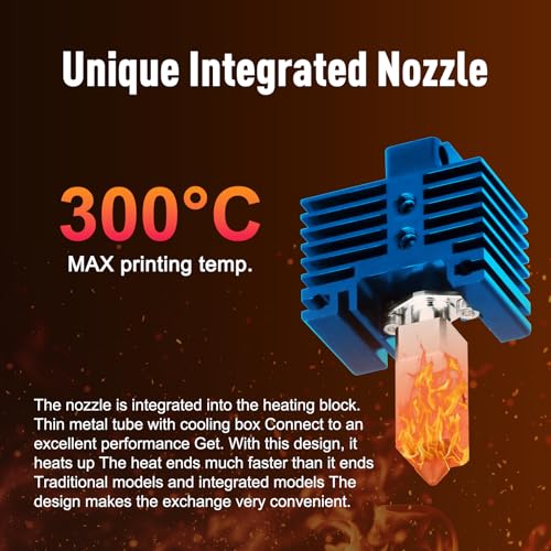 Bamboo Lab p1 p1s Hotend Complete Kit for p1 Series 3D Printer, Full Assembly Blue Hot End with Fan, Thermistor, 0.4mm Hardened Steel Nozzle+2pcs 0.4mm Bimetallic Nozzle