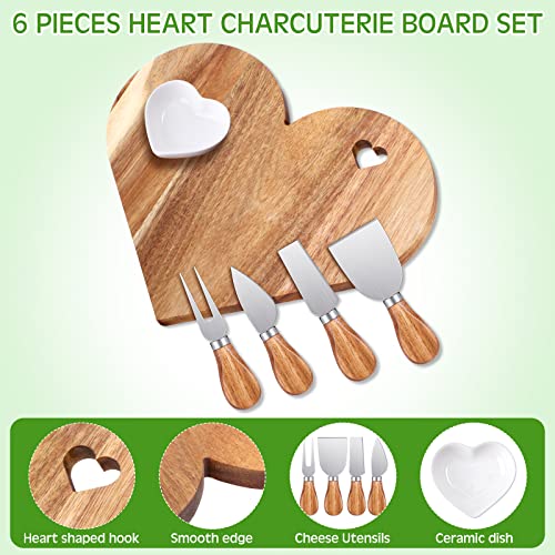 Irenare 6 Pcs Heart Shaped Charcuterie Board and Serving Set