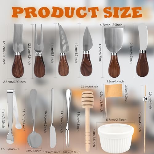 107 Pcs Charcuterie Board Set with Ceramic Bowls Cheese Knives with Walnut Handles Stainless Steel Charcuterie Board Utensils Silver Serving Set for Wedding Party Appetizers