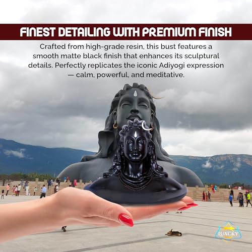 Adiyogi Shiva Statue for Car Dash Board, Pooja & Gift, Mahadev Murti, Idol, Lord Shankara for Home & Office Decor (ADIYOGI JI in Black) (Adiyogi), Resin