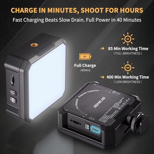 LM01 Bi-Color LED Video Light with Magnetic Back – Attaches to Iron Stands, High CRI, Adjustable Color Temp & Brightness – for Content Creation & Vlogging