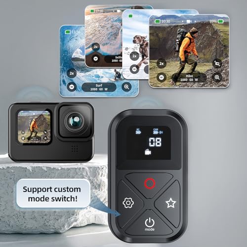 Wireless Remote Control for GoPro Hero 13/12/11/10/9/8 Black/MAX/Phone with LCD Display, Magnetic Charging Port and Wrist Strap, GoPro Camera Accessories