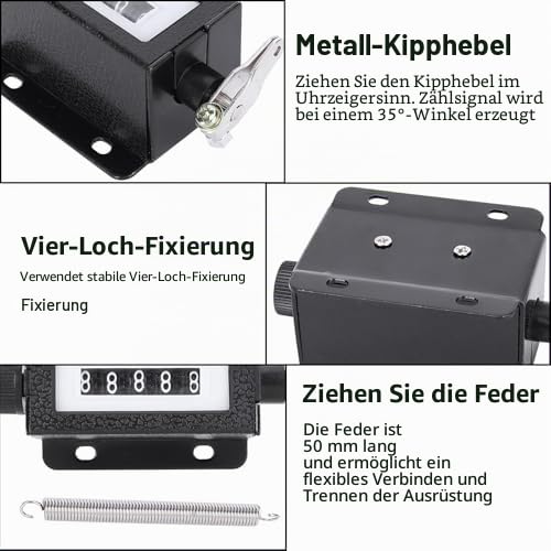 5-Digit Mechanical Counter Manual Manual Pull Counter Resettable 0-99999 for Baling Press Textile Industry and Mechanical Engineering